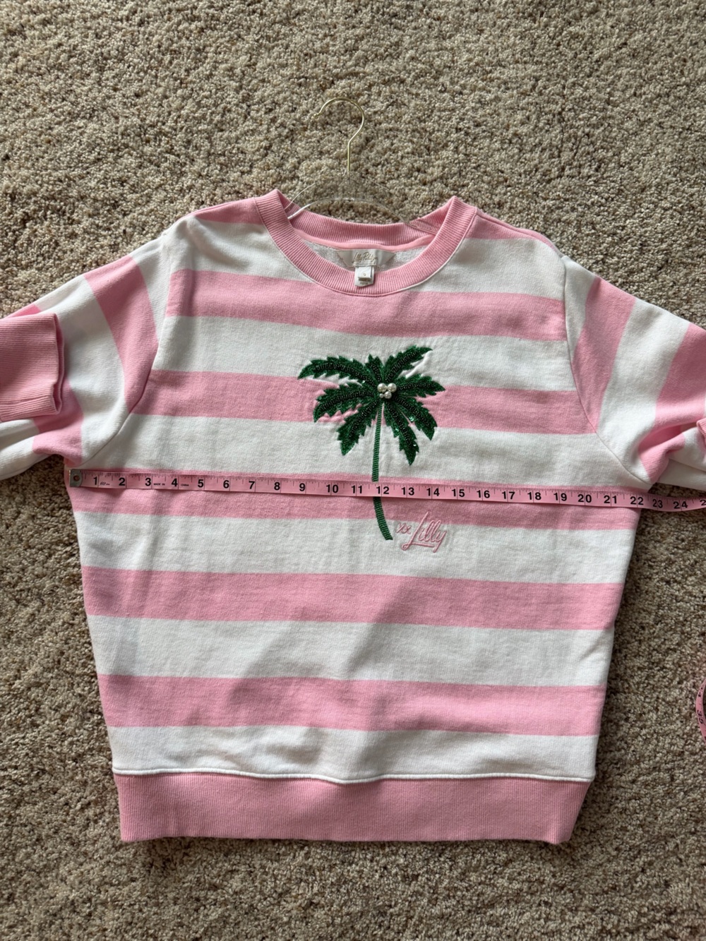 Lilly Pulitzer Pink and White Palm Tree sweatshirt - Picture 4 of 8